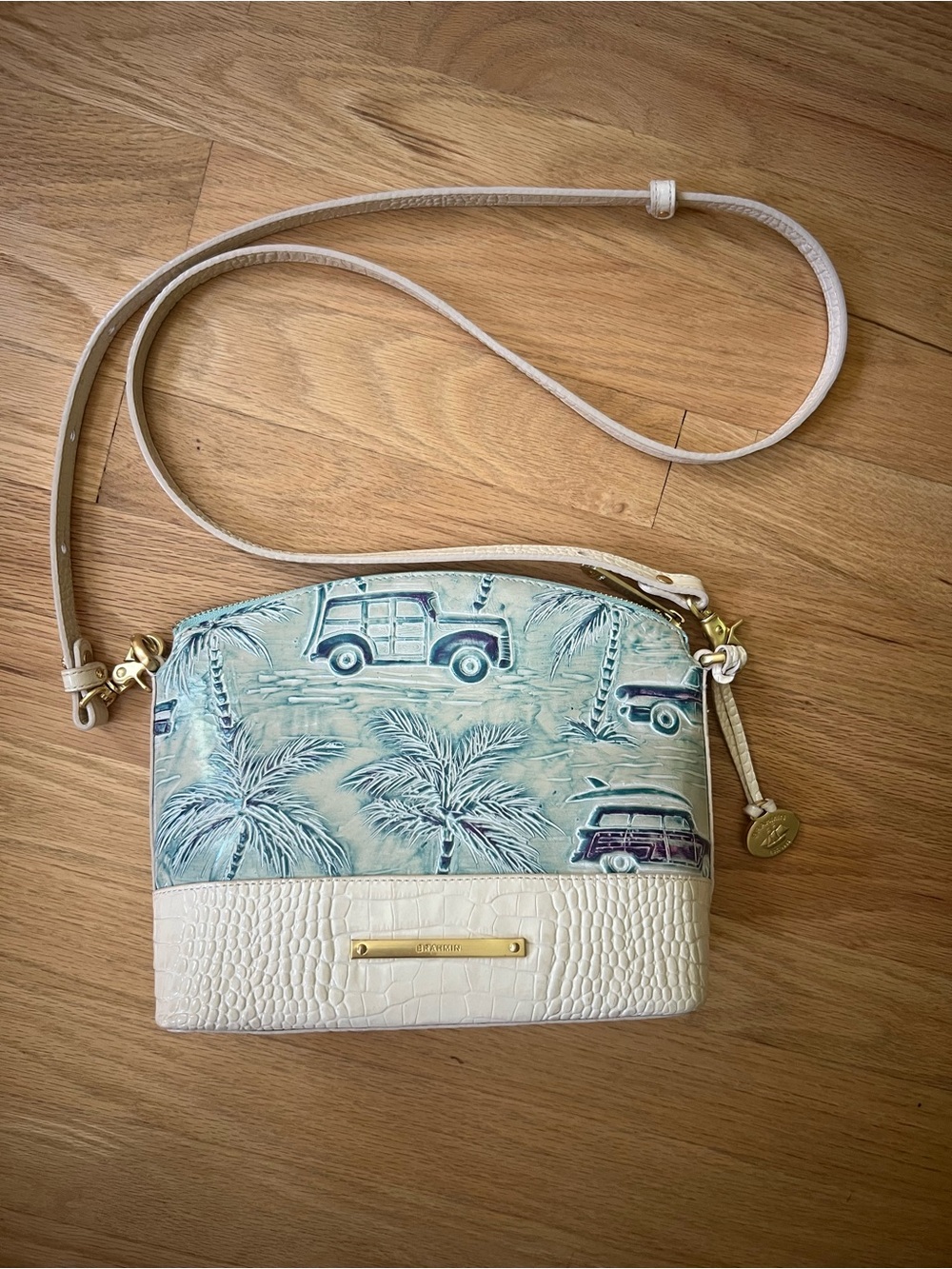Brahmin Mini Duxbury Copa Cabana Crossbody Blue & Cream - Picture 6 of 11